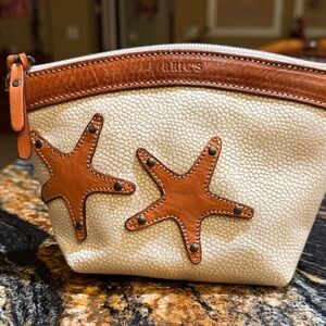 Bric's Cream Cosmetic Pouch with Tan Starfish Accents